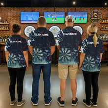 Load image into Gallery viewer, Blue Geometric Darts Shirt With Pocket Option Custom Women's Darts Jersey TDM5363