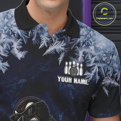Funny Great Auk Icy Bowling Ball Shirts For Men Custom Snowflake Bowling Jersey, Gift For Bowlers NYN3172