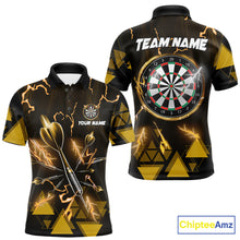 Load image into Gallery viewer, Yellow Darts Arrow Thunder Lightning Dart Shirts For Men Custom Dart Team Jerseys Polo &amp; 1/4 Zip TDM5866