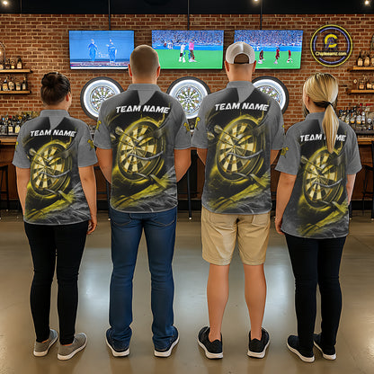 Personalized Phoenix Flame Darts Shirt For Women Custom Darts Team Jersey Polo & 1/4 Zip |Yellow TDM5650