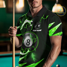 Load image into Gallery viewer, Personalized Green 8 Ball Pool Billiard Shirts For Men Custom Thunder Lightning Pool Jerseys TDM5877