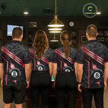 Load image into Gallery viewer, Black And Red 8 Ball Break Glass Billiard Shirt For Men Custom Pool Team Jersey Polo &amp; 1/4 Zip TDM6253