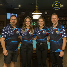 Load image into Gallery viewer, Personalized American Flag 8 Ball &amp; 9 Ball Billiard Shirt For Men, Patriotic Pool Team Jersey TDM5657