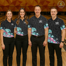 Load image into Gallery viewer, Custom Pink Turquoise Diamonds Bowling Shirt For Women, Glowing Bowling Team Jersey Polo &amp; 1/4 Zip TDM6270