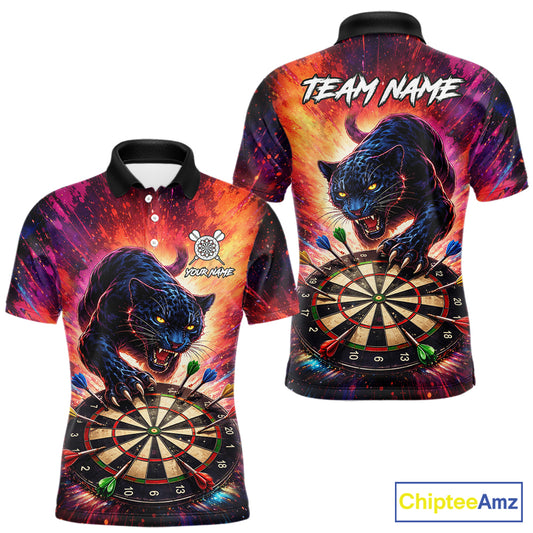 Personalized Colorful Panther Darts Shirt For Men Custom Darts Team Jersey Polo & Quarter Zip TDM5670