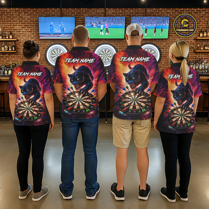Personalized Colorful Panther Darts Shirt For Men Custom Darts Team Jersey Polo & Quarter Zip TDM5670
