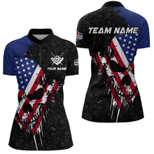 Load image into Gallery viewer, American Flag Grunge Skull 8 Ball Pattern Billiard Shirts For Women Custom Patriotic Billiard Jersey TDM3206