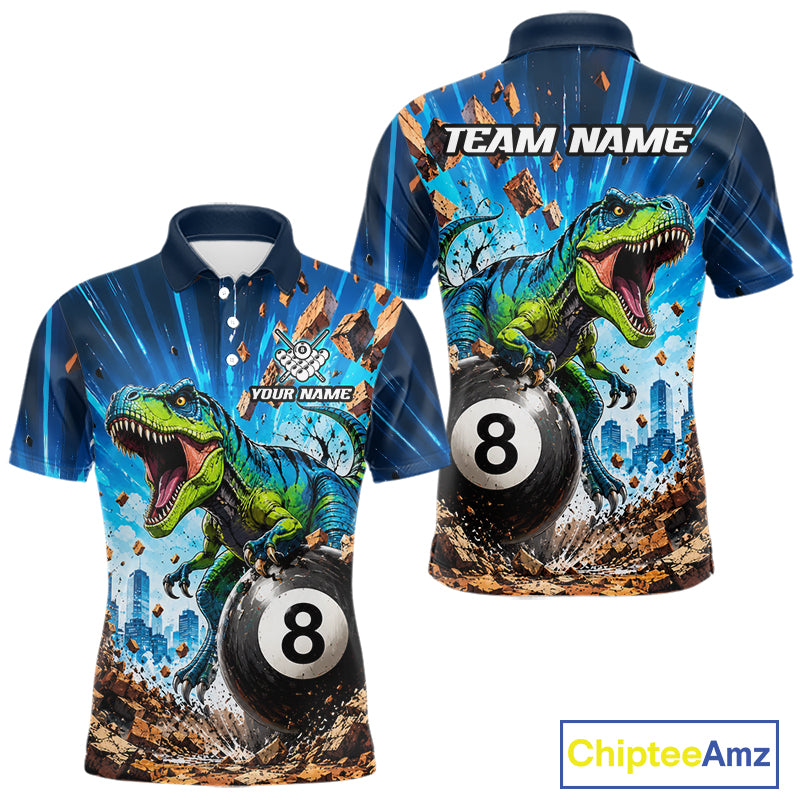 Personalized Dinosaur Funny 8 Ball Billiard Shirt For Men Custom Billiard Jersey, Pool Player Gift TDM7168