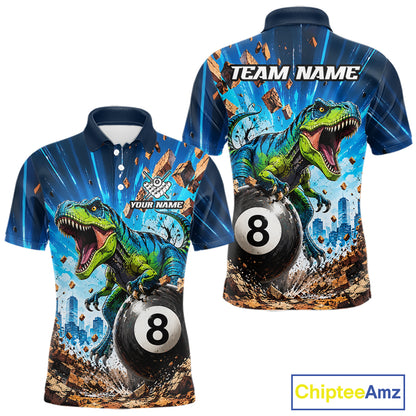 Personalized Dinosaur Funny 8 Ball Billiard Shirt For Men Custom Billiard Jersey, Pool Player Gift TDM7168