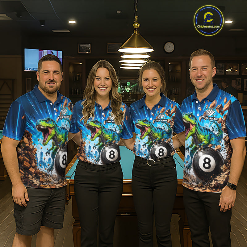 Personalized Dinosaur Funny 8 Ball Billiard Shirt For Women Custom Billiard Jersey, Pool Player Gift TDM7168