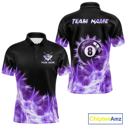 Purple Icy Light 8 Ball Pool Billiard Polo & Quarter Zip For Men Custom Billiard Team Jerseys TDM5690