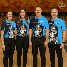 Load image into Gallery viewer, Custom Black And Blue Funny Duck Bowling Shirts For Women, Bowling Team Jersey Polo &amp; 1/4 Zip TDM6292