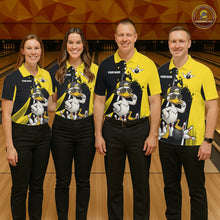 Load image into Gallery viewer, Custom Yellow Black Funny Duck Bowling Shirts For Women, Bowling Team Jersey Polo &amp; 1/4 Zip TDM6293