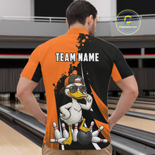 Load image into Gallery viewer, Custom Black And Orange Funny Duck Bowling Shirts For Men, Bowling Team Jersey Polo &amp; 1/4 Zip TDM6294