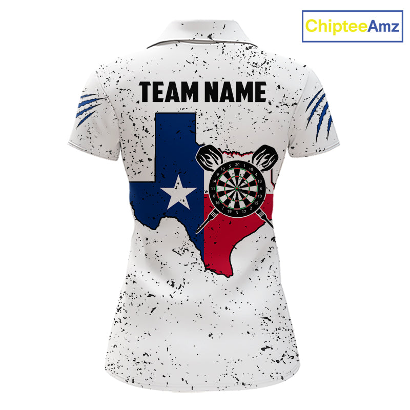 Customized Eagle Texas Flag White Grunge Darts Shirts For Women, Patriotic Darts Team Jersey TDM7178