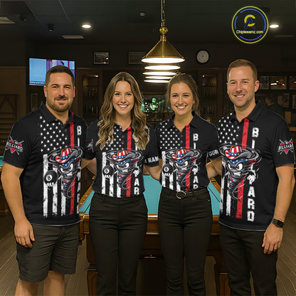 Funny Tornado US Flag 8 Ball Billiard Shirt For Women Custom Pool Team Jersey Polo & Quarter Zip TDM6049