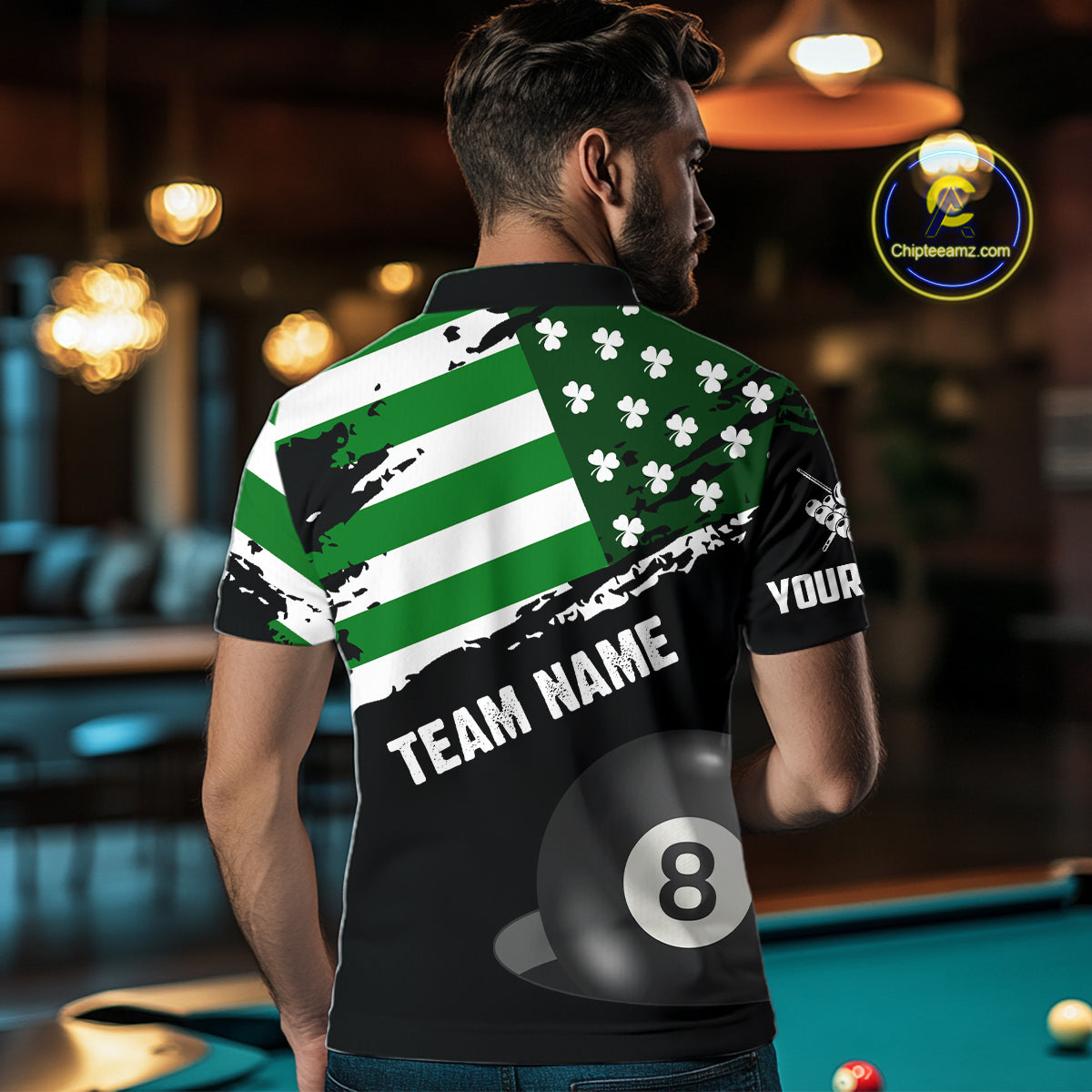 Personalized US Flag St Patrick Day Billiard Shirt For Men, Luckiest Shamrock 8 Ball Pool Jersey TDM5707
