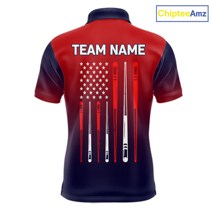 Personalized US Flag 8 Ball Billiard Pool Shirts For Men Custom Patriotic Billiard Team Jersey TDM7223