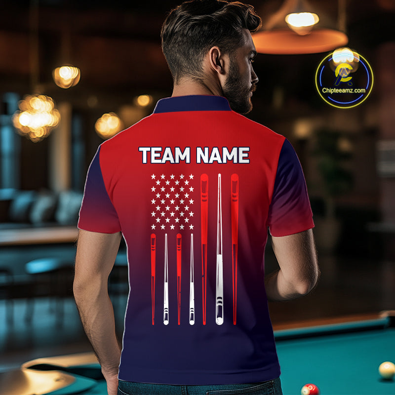Personalized US Flag 8 Ball Billiard Pool Shirts For Men Custom Patriotic Billiard Team Jersey TDM7223