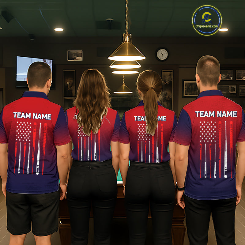 Personalized US Flag 8 Ball Billiard Pool Shirts For Men Custom Patriotic Billiard Team Jersey TDM7223
