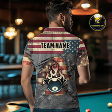Load image into Gallery viewer, Billiards Vintage US Flag Custom Flame 8 Ball Pool Polo &amp; 1/4 Zip For Men, Billiard Team Jersey TDM6075