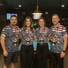 Load image into Gallery viewer, Billiards Vintage US Flag Custom Flame 8 Ball Pool Polo &amp; 1/4 Zip For Men, Billiard Team Jersey TDM6075