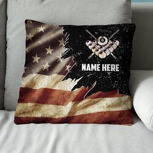 Load image into Gallery viewer, Personalized Retro Us Flag Billiard Throw Pillow, Best Patriotic Pillows TDM0908