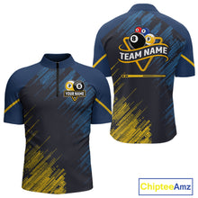 Load image into Gallery viewer, Personalized Blue Yellow 8 Ball &amp; 9 Ball Pool Polo &amp; 1/4 Zip For Men Custom Team Billiard Jersey TDM5745