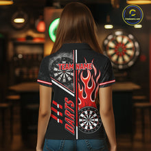 Load image into Gallery viewer, Black And Red Flaming Smoke Darts Shirt For Women Custom Darts Jersey Team Polo &amp; 1/4 Zip TDM6095