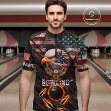 Load image into Gallery viewer, Vintage American Flag Bowling Shirt For Men Custom Eagle Bowling Team Jersey Polo &amp; 1/4 Zip TDM6107