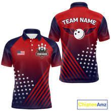 Load image into Gallery viewer, American Flag Bowling Jersey For Men Custom Patriotic Bowling Shirt Team Polo &amp; 1/4 Zip |Red TDM5970