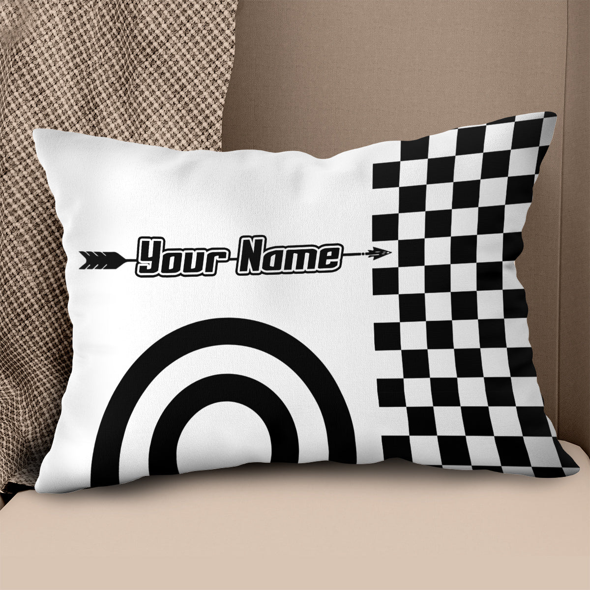 Custom Black White Archery Target Throw Pillow, Archery Funniest Pillows TDM0788