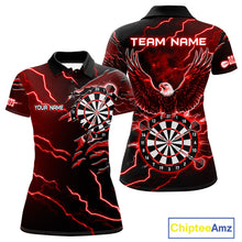 Load image into Gallery viewer, Personalized Thunder Lightning Eagle Red Darts Shirt Polo &amp; Quarter Zip For Women Dart Team Jersey TDM4835