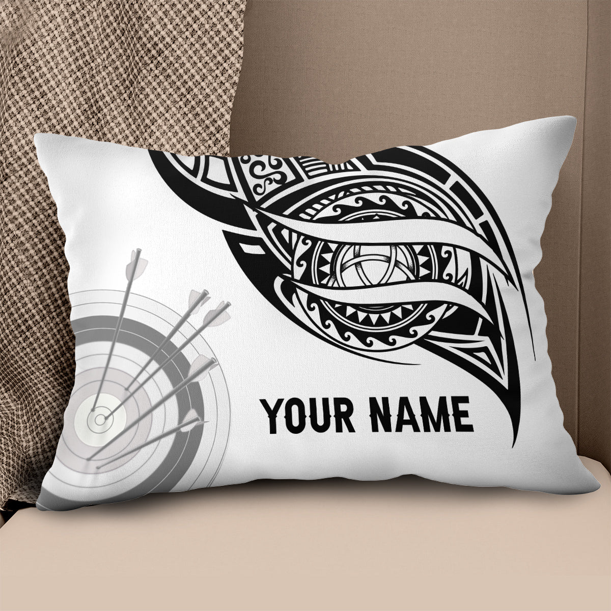 Custom Black White Archery Target Pillow, Archery Throw Pillows Gifts TDM0796