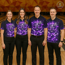 Load image into Gallery viewer, Personalized Purple Butterfly Skull Bowling Shirt For Women Custom Bowling Jersey Polo &amp; 1/4 Zip TDM6383