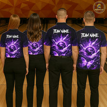 Load image into Gallery viewer, Personalized Purple Butterfly Skull Bowling Shirt For Women Custom Bowling Jersey Polo &amp; 1/4 Zip TDM6383