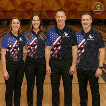 Load image into Gallery viewer, Custom American Flag Skull Bowling Jersey For Women, Patriotic Bowling Team Shirt Polo &amp; 1/4 Zip TDM6389