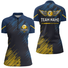Load image into Gallery viewer, Personalized Blue Yellow 9 Ball Pool Wings Women's Billiard Shirts, 9 Ball Billiard Team Shirt Jersey TDM3776
