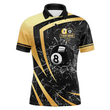 Load image into Gallery viewer, Black And Gold 8 Ball &amp; 9 Ball Glass Break Billiard Shirt For Men Custom Pool Team Jersey Outfit TDM6151