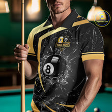 Load image into Gallery viewer, Black And Gold 8 Ball &amp; 9 Ball Glass Break Billiard Shirt For Men Custom Pool Team Jersey Outfit TDM6151