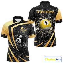 Load image into Gallery viewer, Black And Gold 8 Ball &amp; 9 Ball Glass Break Billiard Shirt For Men Custom Pool Team Jersey Outfit TDM6151