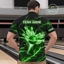 Load image into Gallery viewer, Personalized Lightning Skull Green Bowling Shirt For Men, Bowling Team Jersey Polo &amp; 1/4 Zip TDM6160