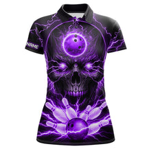 Load image into Gallery viewer, Personalized Lightning Skull Green Bowling Shirt For Women, Bowling Team Jersey Polo &amp; 1/4 Zip TDM6161