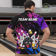 Load image into Gallery viewer, Custom Blue Purple Drunk Bowling Balls And Pins Funny Bowling Shirts For Men, Beer Bowling Jersey TDM6596