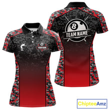 Load image into Gallery viewer, Red Camo 8 Ball Billiard Shirt For Women Custom Pool Team Shirt, Billiard Jersey Polo &amp; 1/4 Zip TDM6200