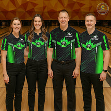 Load image into Gallery viewer, Black And Green Bowling Jersey For Women Custom Flame Bowling Shirt Team Polo &amp; Quarter Zip TDM5825