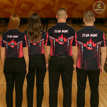 Load image into Gallery viewer, Black And Red Bowling Jersey For Women Custom Flame Bowling Shirt Team Polo &amp; Quarter Zip TDM5824
