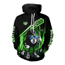 Load image into Gallery viewer, Green Funny 8 Ball Pool Billiard Hoodie For Men And Women Custom 8 Ball Hoodie Team Jersey TDM5833