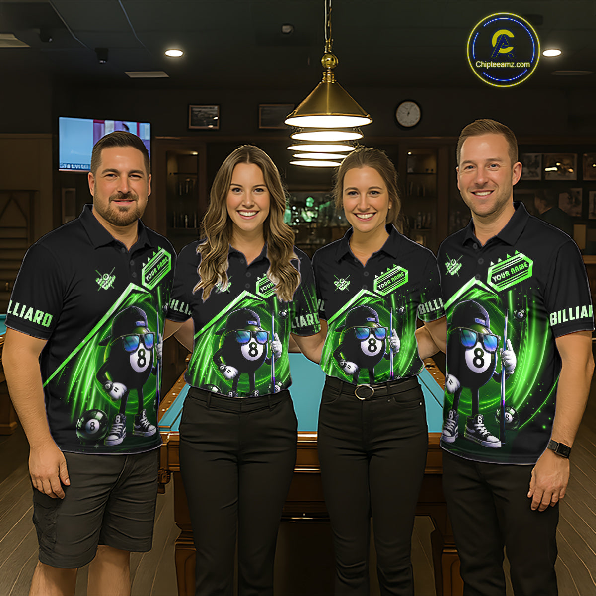Green Funny 8 Ball Billiard Shirt For Women Custom Pool Team Shirt, Billiard Jersey Polo & 1/4 Zip TDM5833