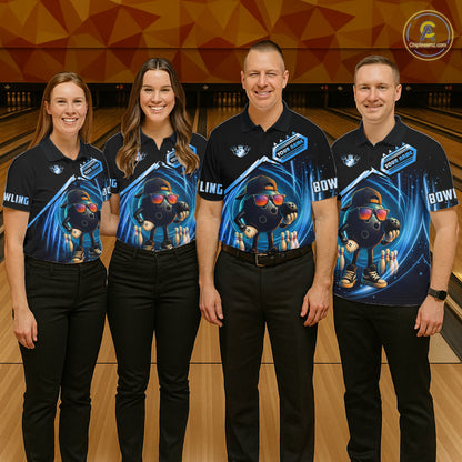 Blue Funny Bowling Ball Shirt For Women Custom Bowling Jersey, Bowling Team Shirt Polo & Quarter Zip TDM5836